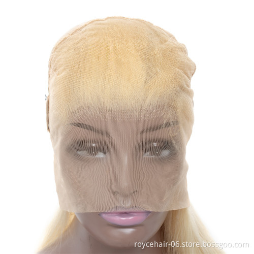 Honey Blond 613 Cuticle Aligned Mink Brazilian Human Hair Glueless Transparent HD Straight Full Lace Wig with Baby Hair